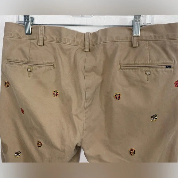 Polo Ralph Lauren Khaki Chinos Embroidered Crest Pants 36x32 Slim Fit - Picture 6 of 9